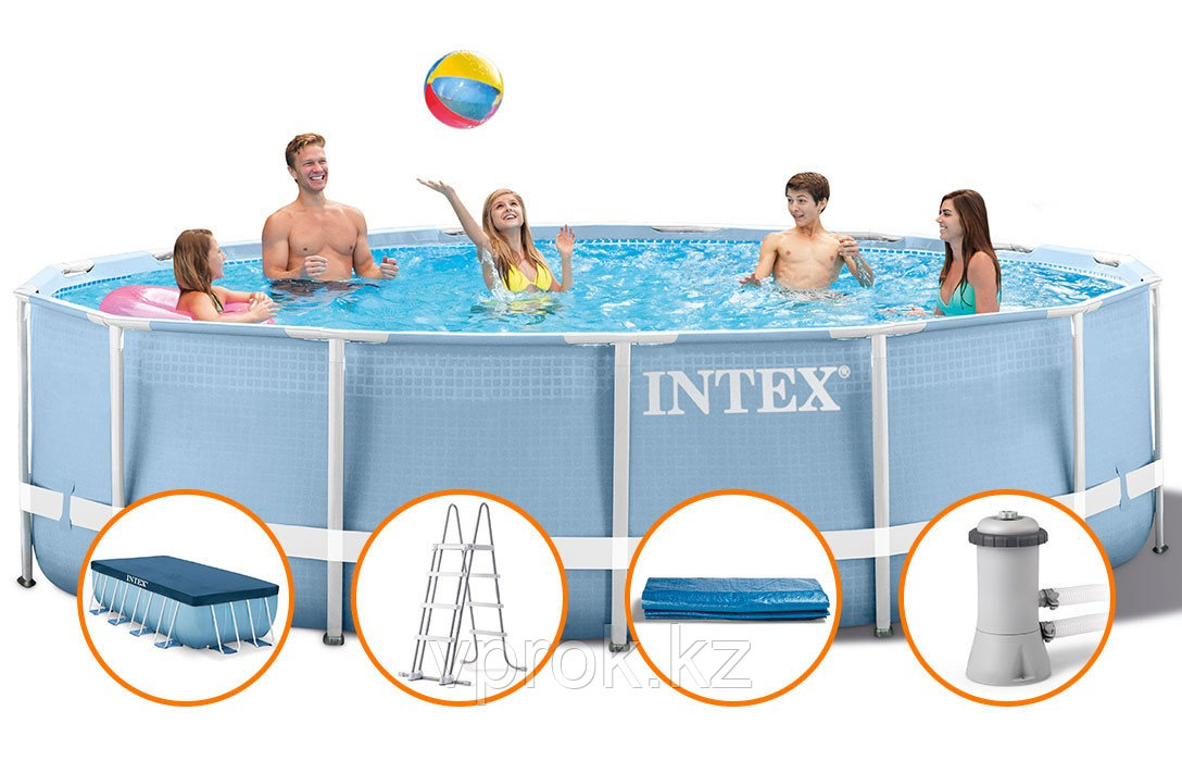 Бассейн каркасный 457х107 см, V-14614л, Intex Metal Frame Pool 28234/28734 фильтр, лестница в комплекте - фото 1 - id-p30795162