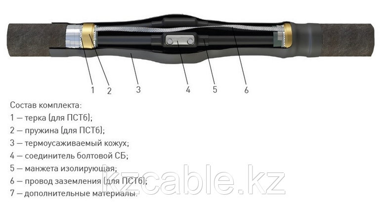 Муфта 3 ПСТб-1 (16-25) с соединителями (полиэтилен с бронёй) , фото 2