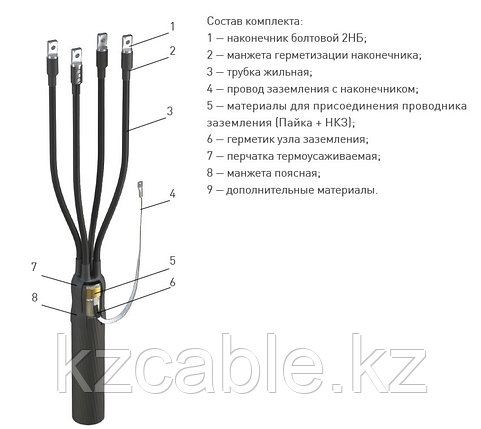 Муфта 4 КВ(Н)Тп-1 (70-120) с наконечниками , фото 2