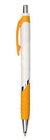 Ручка шариковая пластиковая, белая с жёлтыми вставками