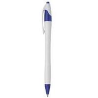 Ручка шариковая пластиковая, белая с синим