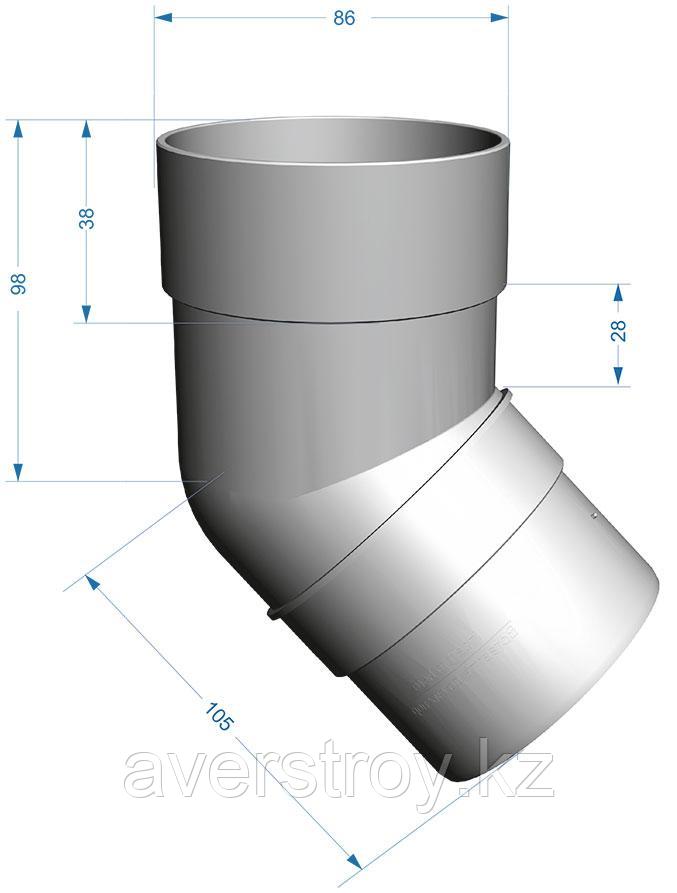Колено трубы водостока 45° белый Docke Standart