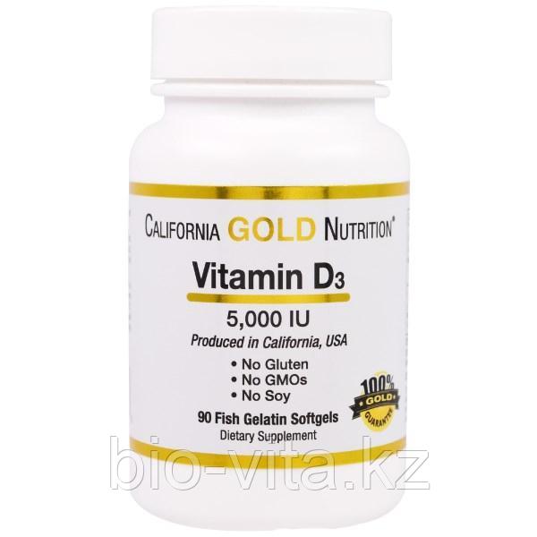Витамин D3, Д3 5000 МЕ, 90 капсул. California gold nutrition