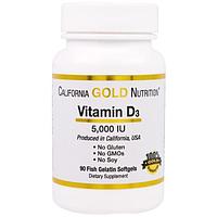 Витамин Д Халяль, D3 5000 МЕ, 90 капсул. California gold nutrition