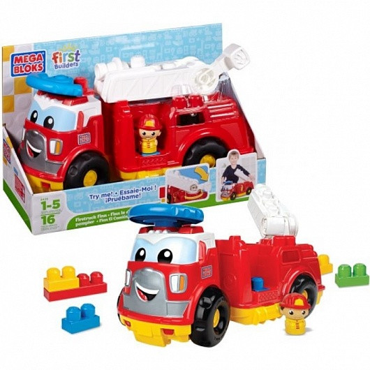 Mega Bloks 08428 "First Builders - Мой первый конструктор" Пожарная машина Финн (16 деталей)