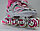 Ролики раздвижные с прошивкой и гелевыми колесами (коньки роликовые) розовые, фото 3