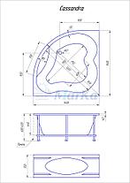 Акриловая угловая ванна Кассандра 140x140 см. 1 Marka. Россия, фото 3