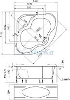 Акриловая угловая ванна Афродита 140х140 см. 1 Marka. Россия, фото 3