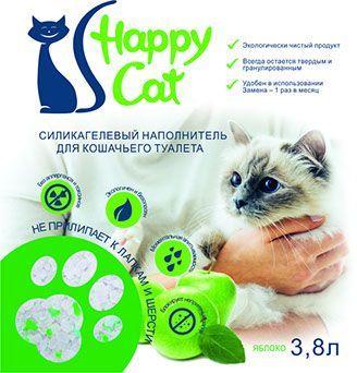 Happy Cat 3,8л (1,7кг) Яблоко Силикагелевый наполнитель - фото 2 - id-p3667270