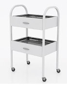 Столик хирургический с 2-мя выдвижными ящиками и 2-мя металлическими поддонами (никелированными)