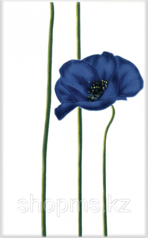 Керамическая плитка М-Квадрат Моноколор декор цветок синий 340012 (25*40) *