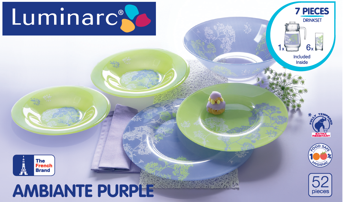 Столовый сервиз Luminarc Ambiente Purple 52 пр. 6 перс. - фото 1 - id-p44568743