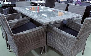 ВИРДЖИНИЯ Grey - обеденный комплект мебели из искусственного ротанга на 6 человек (1 стол, 6 кресел)