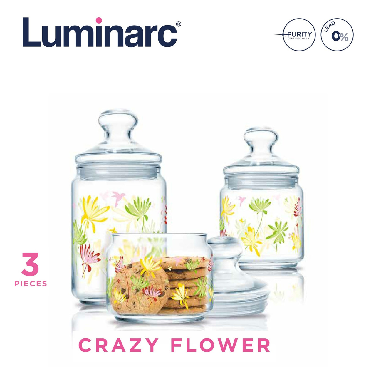 Набор банок Luminarc Crazy Flower 3пр.