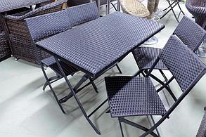 Rattan Fold - обеденный комплект складной мебели из исскуственного ротанга (1 стол, 4 стула)
