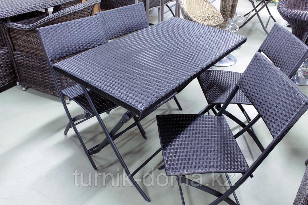 Rattan Fold - обеденный комплект складной мебели из исскуственного ротанга (1 стол, 4 стула) - фото 1 - id-p44586565