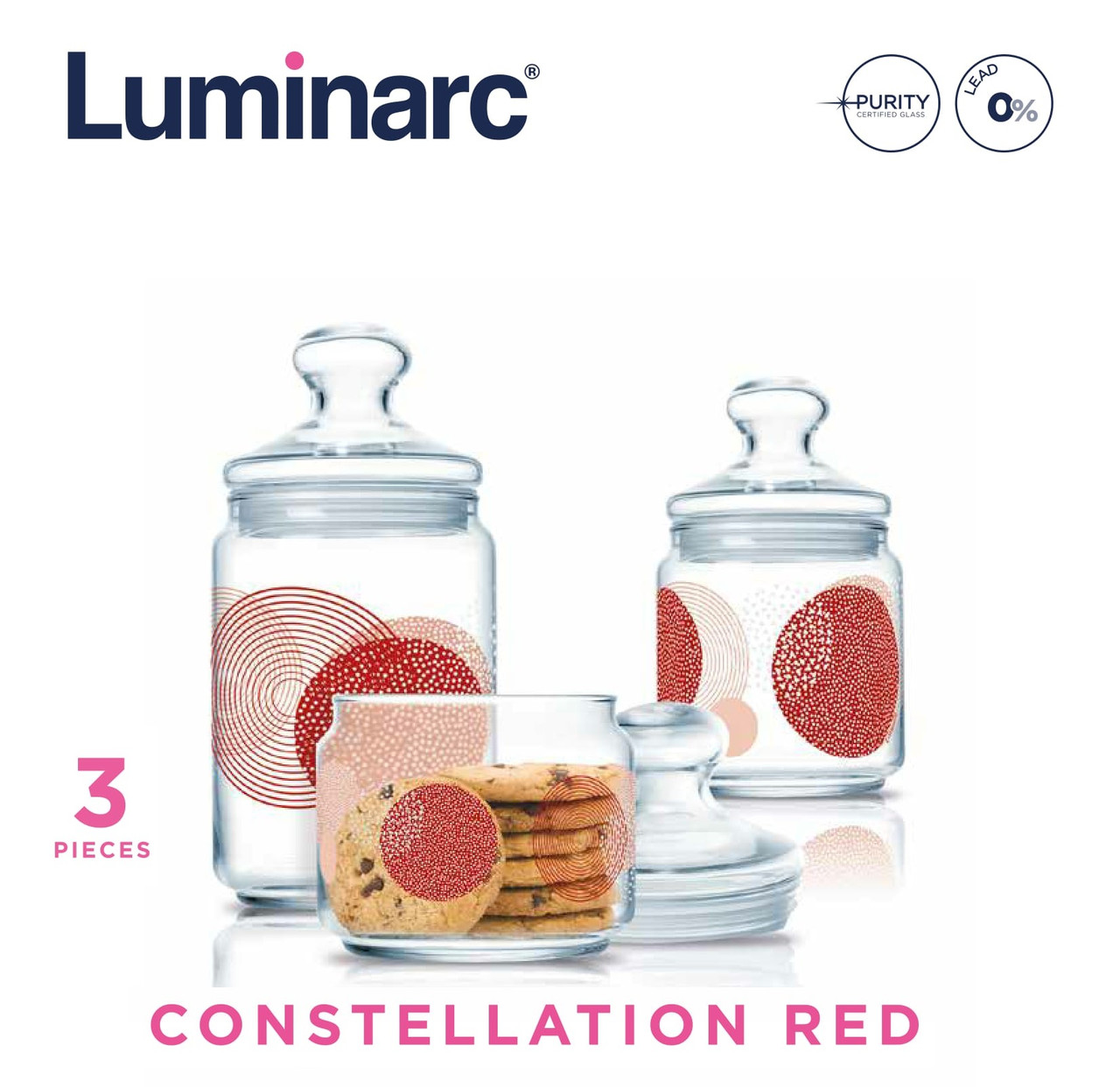 Набор банок Luminarc Constellation Red 3пр.