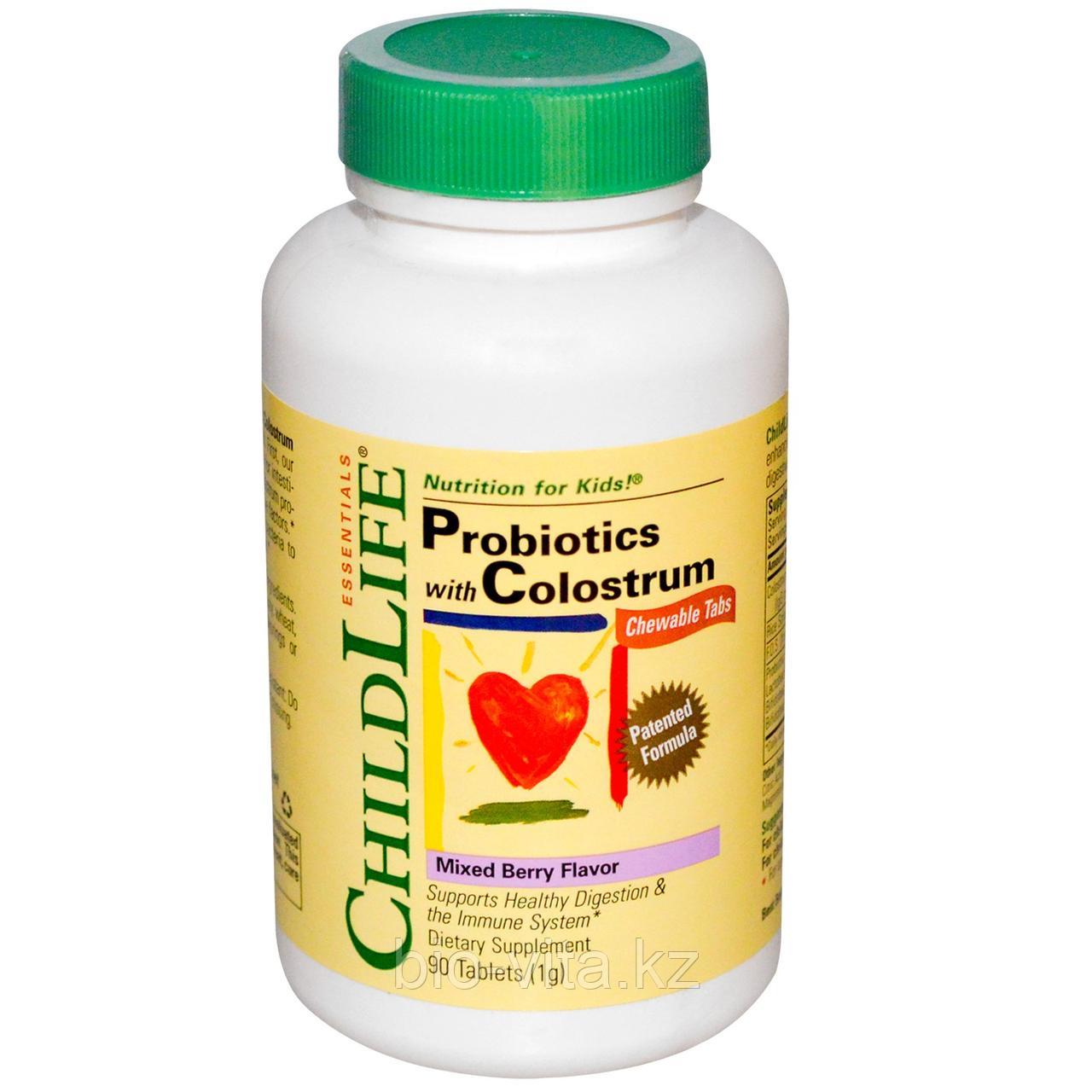 ChildLife, Пробиотики с молозивом, со вкусом разных ягод, 90 жевательных таблеток