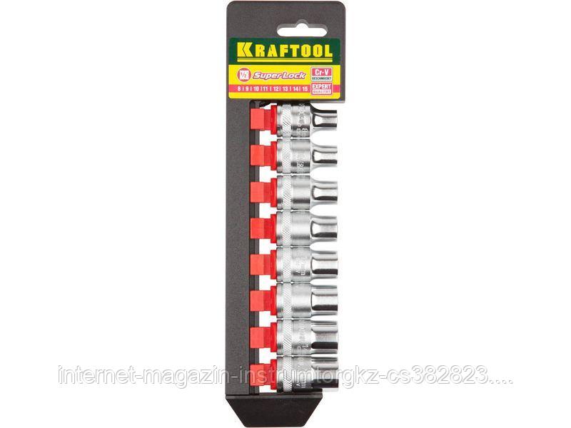KRAFTOOL SUPER-LOCK Набор торцовых головок на рельсе, 8 шт.