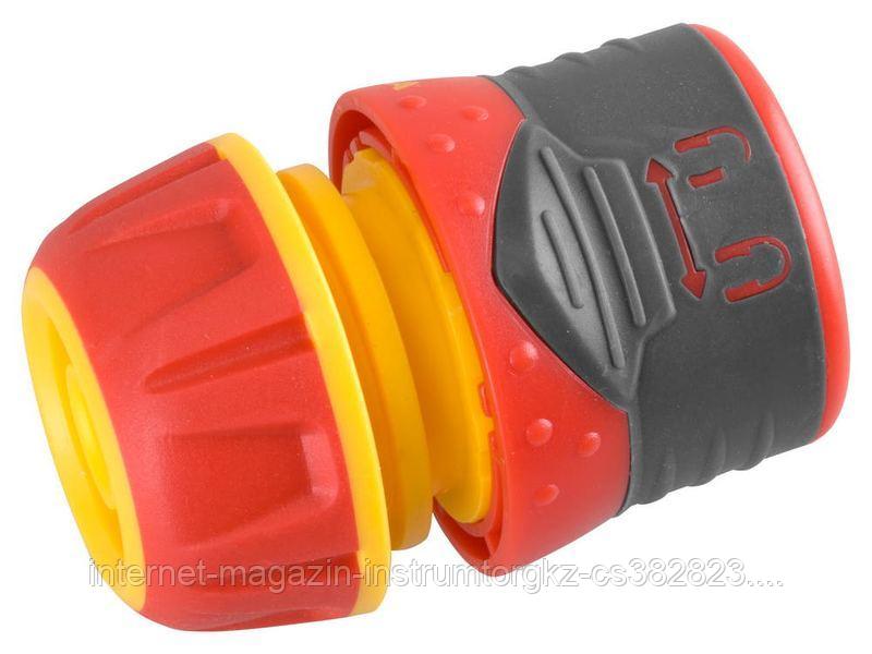GRINDA PREMIUM 1/2", соединитель быстросъёмный для шланга, из ударопрочного пластика с TPR, с запирающим