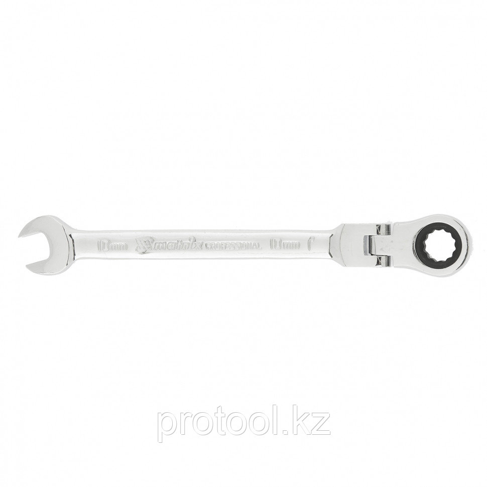 Ключ комбинированный трещоточный, 10мм, CrV, шарнирный, зерк.хром// MATRIX PROFESSIONAL