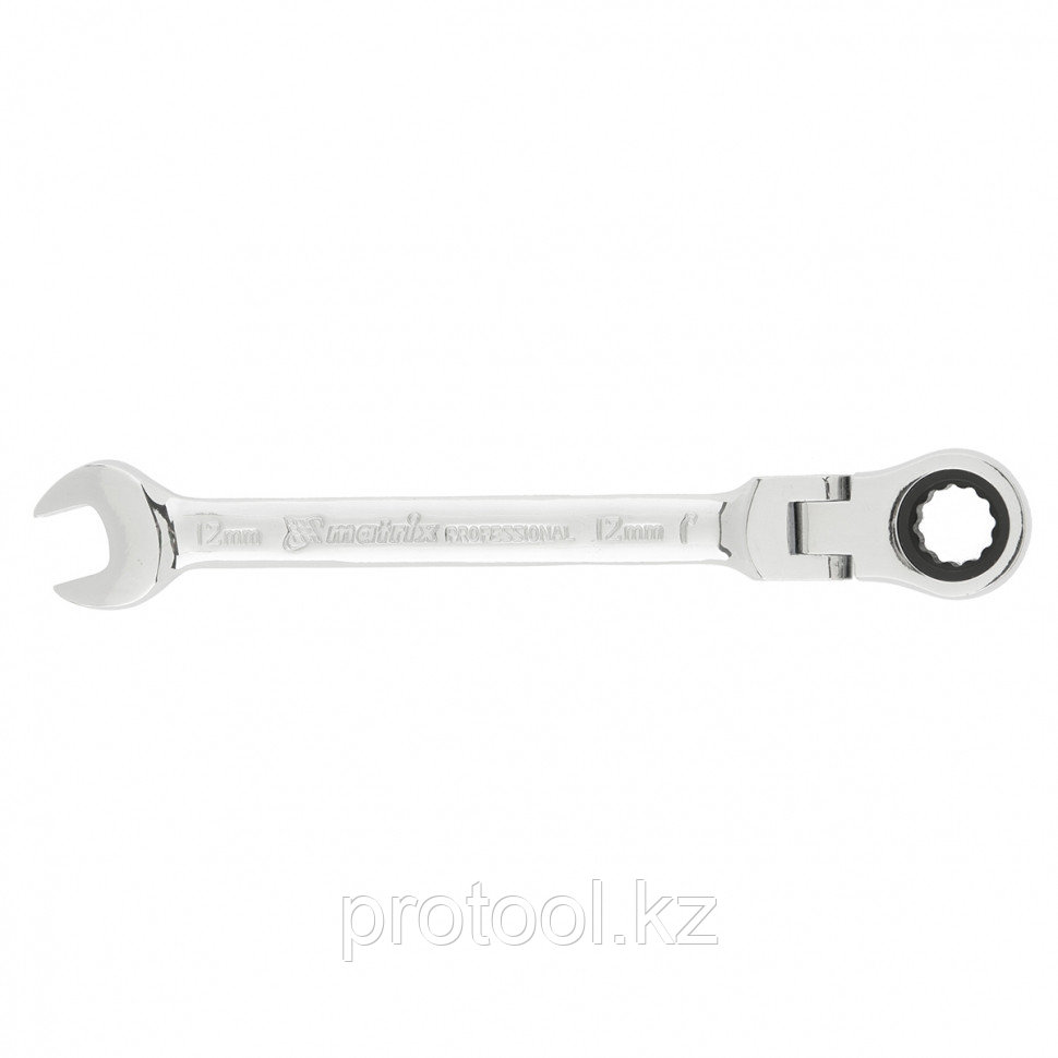 Ключ комбинированный трещоточный, 12мм, CrV, шарнирный, зерк.хром// MATRIX PROFESSIONAL - фото 1 - id-p44766084