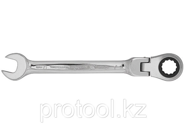 Ключ комбинированный трещоточный, 19мм, CrV, шарнирный, зерк.хром// MATRIX PROFESSIONAL, фото 2