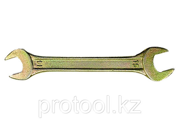 Ключ рожковый, 14 х 17 мм, желтый цинк// СИБРТЕХ, фото 2