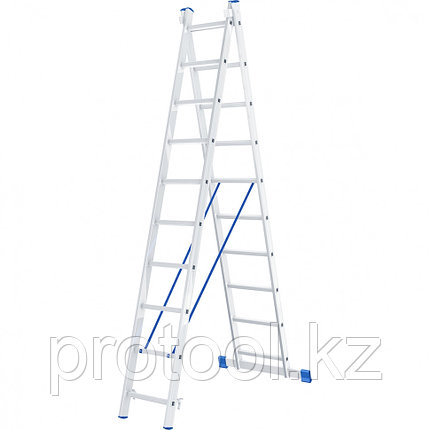 Лестница, 2 х 10 ступеней, алюминиевая, двухсекционная // СИБРТЕХ // Pоссия, фото 2