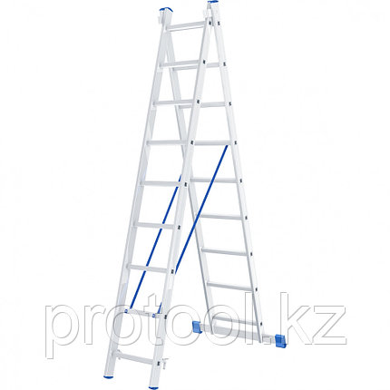 Лестница, 2 х 9 ступеней, алюминиевая, двухсекционная // СИБРТЕХ // Pоссия, фото 2