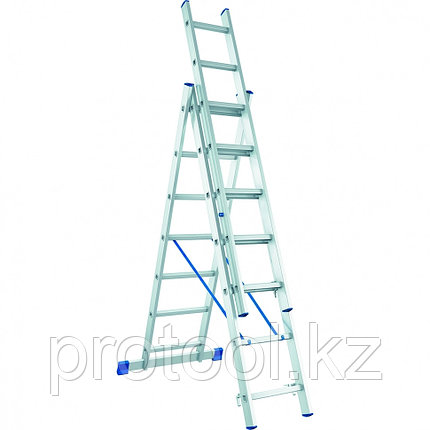 Лестница, 3 х 12 ступеней, алюминиевая, трехсекционная // СИБРТЕХ // Pоссия, фото 2