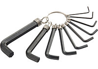 Набор ключей имбусовых HEX, 1,5 10 мм, CrV, 10шт.,оксидированные, на кольце// SPARTA