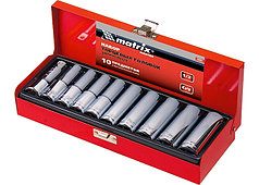 Набор торцевых головок, квадрат 1/2", головки 10 - 22 мм, удлиненные, 10 предм.// MATRIX MASTER