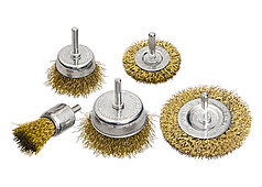 Набор щеток для дрели, 5 шт., 2 плоские, 50-75 мм + 3 "чашки", 25-50-75 мм, со шпильками // MATRIX