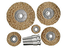 Набор щеток для дрели, 5 шт., 5 плоских 25-38-50-63-75 мм, со шпильками, металлические// MATRIX