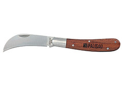 Нож садовый, 170 мм, складной, изогнутое лезвие, деревянная рукоятка// PALISAD
