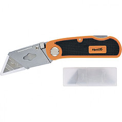 Нож, 18 мм, складной, пластиковая двухкомп рукоятка ,сменное трапециевидное лезвие,+5 лезв.//Sparta