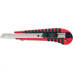 Нож, 9 мм выдвижное лезвие, метал. направляющая, эргономичная двухкомпонентная рукоятка//MATRIX