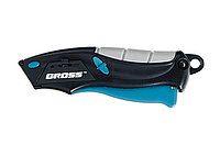 Нож,ремонтно-монтажный МИНИ.трехкомп. рук-ка,авто выброс/возврат лезвия,100мм +2 з.л// GROSS