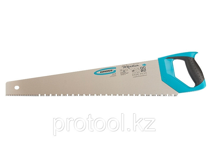 Ножовка по дереву "PIRANHA",550 мм,сегм.строение рабочей кромки,7-8 TPI,зуб-3D,2-х к. рук-ка// GROSS