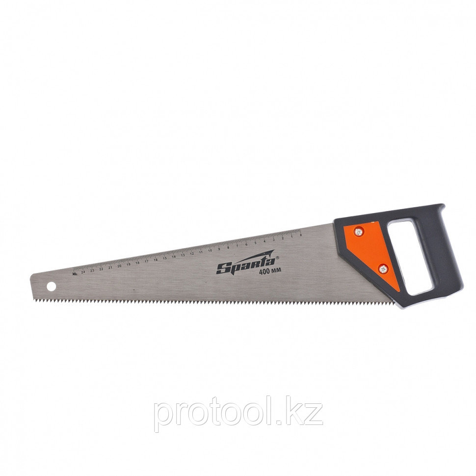 Ножовка по дереву, 400 мм, 5-6 TPI, каленый зуб, линейка, пластиковая рукоятка// SPARTA