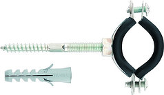 Хомут сантехнический д/труб 20-24(1/2") с резин.упл., шпилькой и дюбелем, 1 шт. // СИБРТЕХ