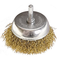 Щетка для дрели, 65 мм, "чашка" со шпилькой, латунированная витая проволока // MATRIX