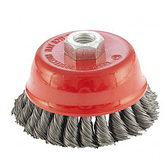 Щетка для УШМ, 100 мм, М14, "чашка", двухрядная, крученая проволока 0,5 мм// MATRIX