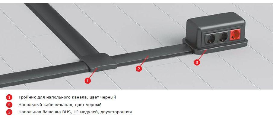 DKC Напольная башенка BUS, 12 модулей, черная - фото 5 - id-p23493471