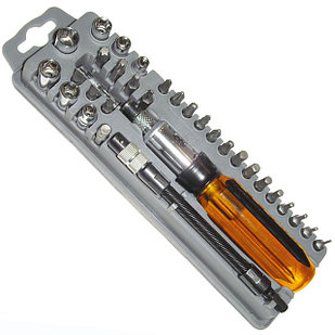 Pro'sKit 8PK-204A Бит пен розетка жинағы бар ысырмасы бар бұрағыш, 33 дана