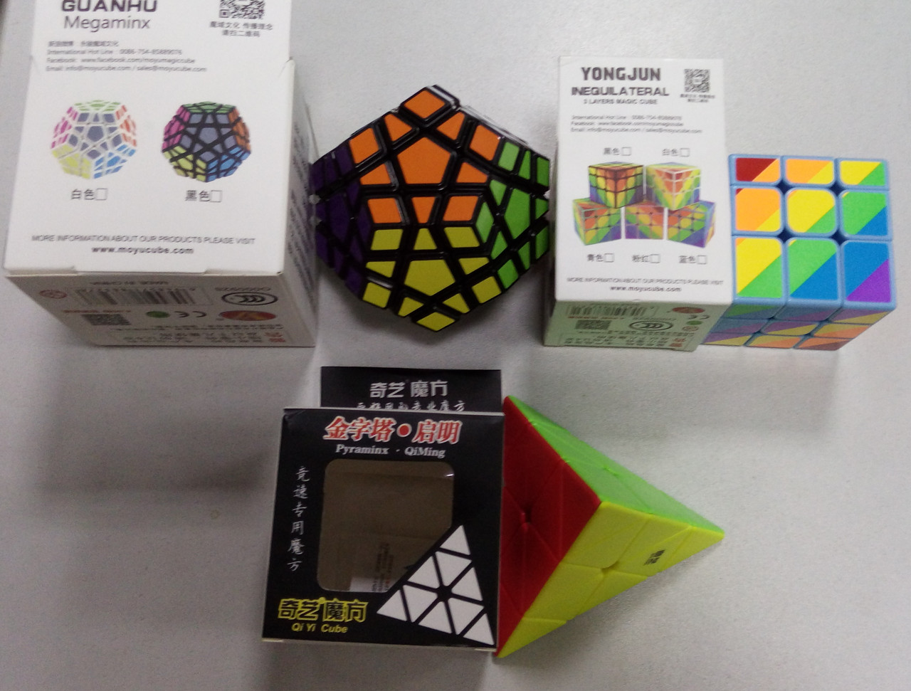 Набор №5: Мегаминкс Мойю Гуанху+Радужный мойю 3х3+QIUI Pyraminx
