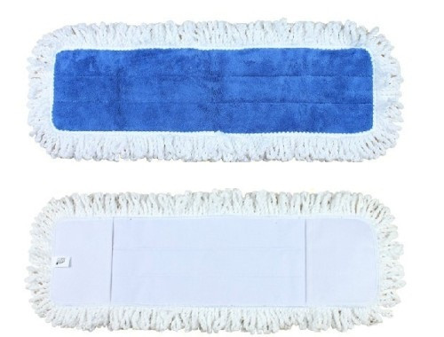 Тряпка для швабры голубая, влажная уборка, двойная система Cotton Flat Wetmop 40cm Blue-White Double Function