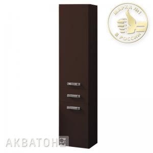 Шкаф-колонна подвесная Акватон Америна тёмно-коричневая с корзиной