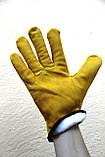 Кожаные перчатки с флисовым утеплителем, фото 2